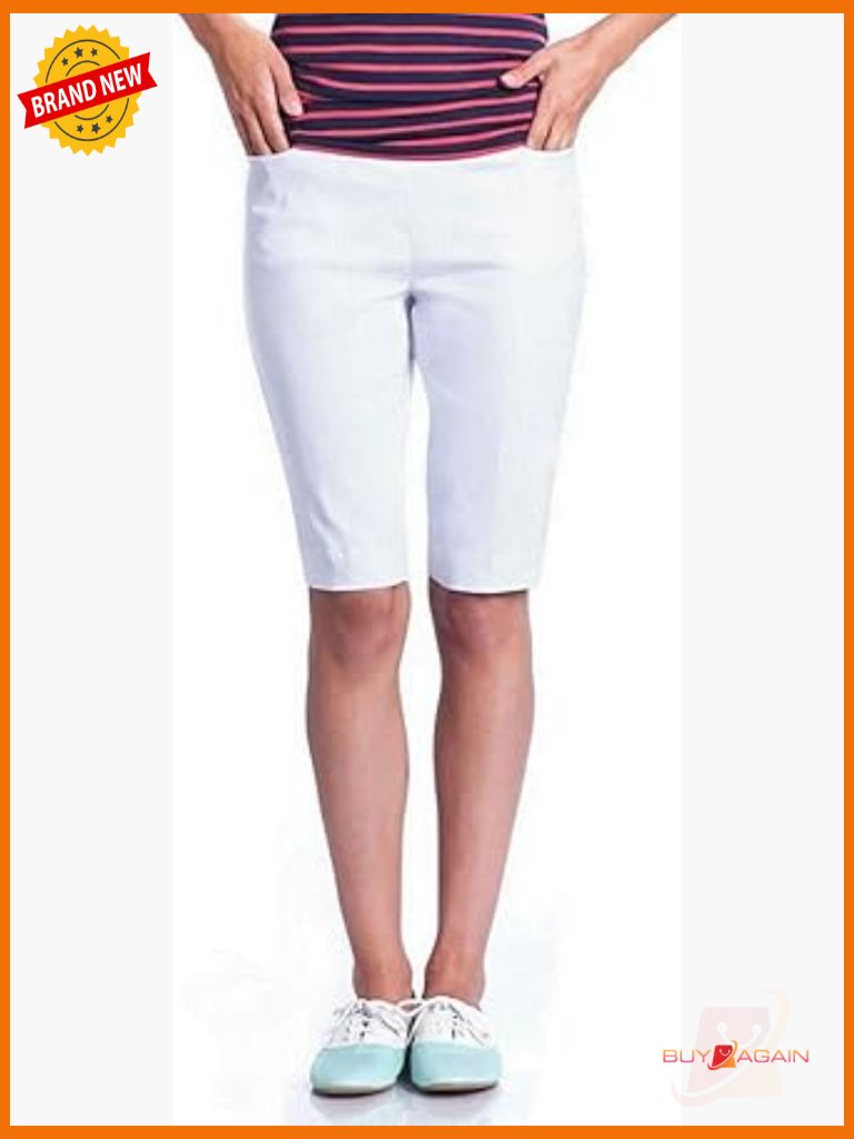 Wide Band Pull-On Slimming Walking Shorts With Tummy Control